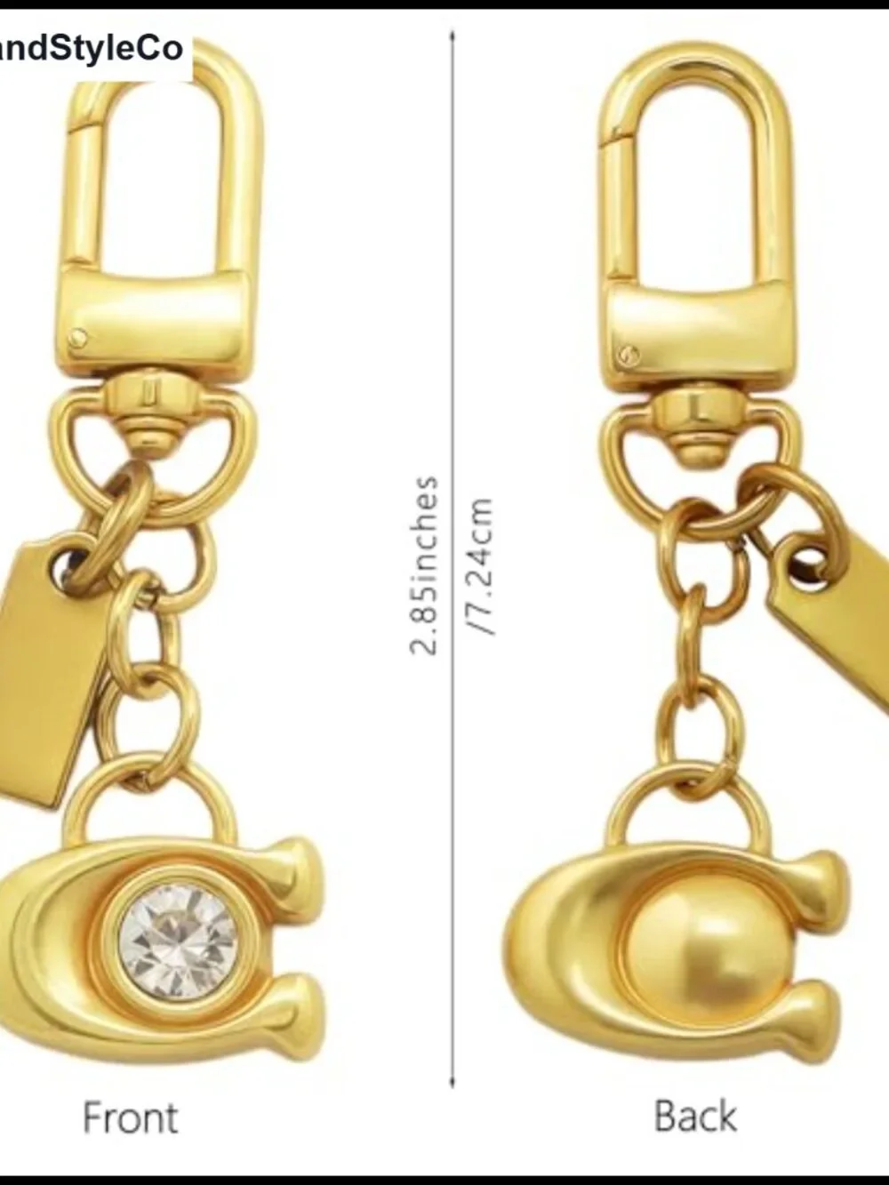 Vintage Gold Bag Chain Charm Set with 3D C Purse Charm